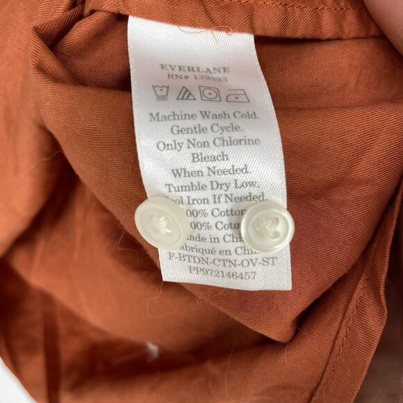 Everlane Relaxed Poplin Picnic Top Orange Button Up Women's Size 6 - Picture 4 of 9